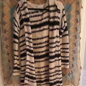 Knox Rose Black and Cream Striped Cardigan